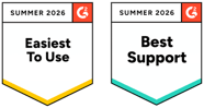 G2 Badges Summer 2026 (Support+ Easy to use)