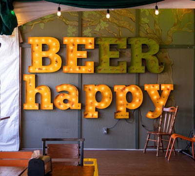 Crooked Hammock "Beer happy" sign