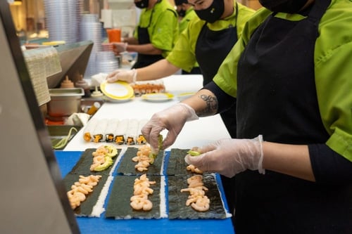 Wasabi rolling sushi