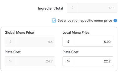 menu price overrides